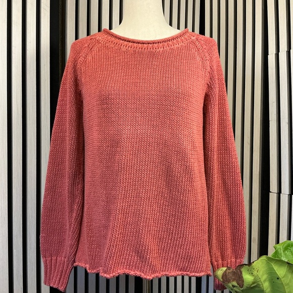 Orvis Sweaters - Orvis Coral Crew Neck 100% Cotton Sweater Sz Lg